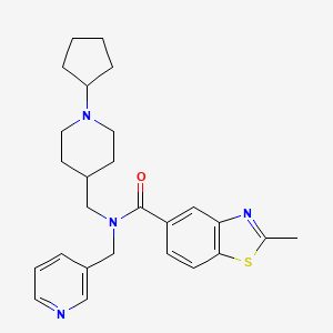 molecular formula C26H32N4OS B4912146 N-[(1-cyclopentyl-4-piperidinyl)methyl]-2-methyl-N-(3-pyridinylmethyl)-1,3-benzothiazole-5-carboxamide 