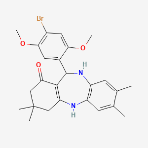 molecular formula C25H29BrN2O3 B4912159 11-(4-bromo-2,5-dimethoxyphenyl)-3,3,7,8-tetramethyl-2,3,4,5,10,11-hexahydro-1H-dibenzo[b,e][1,4]diazepin-1-one 