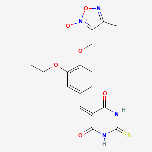 5-[[3-Ethoxy-4-[(4-methyl-2-oxido-1,2,5-oxadiazol-2-ium-3-yl)methoxy]phenyl]methylidene]-2-sulfanylidene-1,3-diazinane-4,6-dione