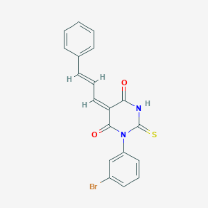 (5E)-1-(3-BROMOPHENYL)-5-[(2E)-3-PHENYLPROP-2-EN-1-YLIDENE]-2-SULFANYLIDENE-1,3-DIAZINANE-4,6-DIONE