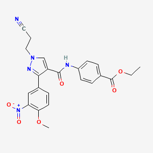 Ethyl 4-[[1-(2-cyanoethyl)-3-(4-methoxy-3-nitrophenyl)pyrazole-4-carbonyl]amino]benzoate