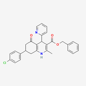 Benzyl 7-(4-chlorophenyl)-2-methyl-5-oxo-4-(pyridin-2-yl)-1,4,5,6,7,8-hexahydroquinoline-3-carboxylate