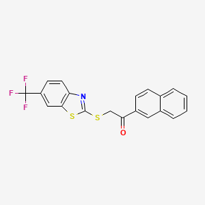 molecular formula C20H12F3NOS2 B4912468 1-(2-naphthyl)-2-{[6-(trifluoromethyl)-1,3-benzothiazol-2-yl]thio}ethanone 