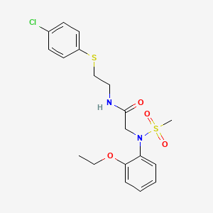 molecular formula C19H23ClN2O4S2 B4912564 N~1~-{2-[(4-chlorophenyl)thio]ethyl}-N~2~-(2-ethoxyphenyl)-N~2~-(methylsulfonyl)glycinamide 