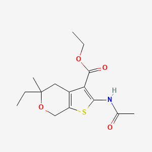 molecular formula C15H21NO4S B4912570 Ethyl 2-acetamido-5-ethyl-5-methyl-4,7-dihydrothieno[2,3-c]pyran-3-carboxylate 