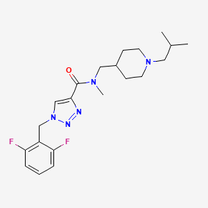 molecular formula C21H29F2N5O B4912651 1-[(2,6-difluorophenyl)methyl]-N-methyl-N-[[1-(2-methylpropyl)piperidin-4-yl]methyl]triazole-4-carboxamide 