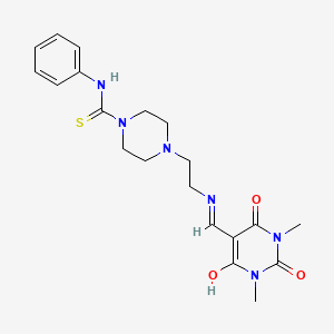 4-(2-{[(1,3-dimethyl-2,4,6-trioxotetrahydropyrimidin-5(2H)-ylidene)methyl]amino}ethyl)-N-phenylpiperazine-1-carbothioamide