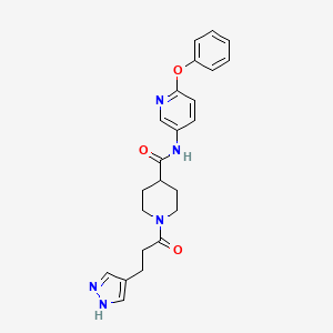 molecular formula C23H25N5O3 B4912759 N-(6-phenoxypyridin-3-yl)-1-[3-(1H-pyrazol-4-yl)propanoyl]piperidine-4-carboxamide 