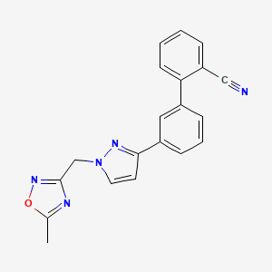 molecular formula C20H15N5O B4912780 3'-{1-[(5-methyl-1,2,4-oxadiazol-3-yl)methyl]-1H-pyrazol-3-yl}-2-biphenylcarbonitrile 