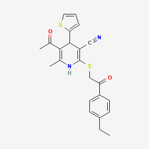 molecular formula C23H22N2O2S2 B4912819 5-acetyl-2-[2-(4-ethylphenyl)-2-oxoethyl]sulfanyl-6-methyl-4-thiophen-2-yl-1,4-dihydropyridine-3-carbonitrile 