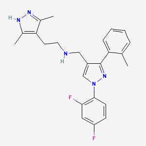 N-{[1-(2,4-difluorophenyl)-3-(2-methylphenyl)-1H-pyrazol-4-yl]methyl}-2-(3,5-dimethyl-1H-pyrazol-4-yl)ethanamine