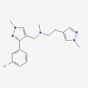 molecular formula C18H22ClN5 B4912861 N-[[3-(3-chlorophenyl)-1-methylpyrazol-4-yl]methyl]-N-methyl-2-(1-methylpyrazol-4-yl)ethanamine 