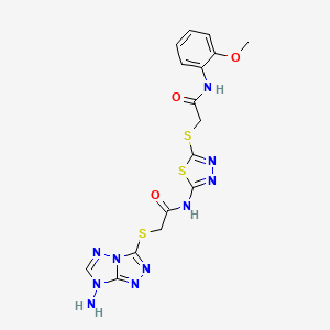 molecular formula C16H16N10O3S3 B4912869 2-({7-AMINO-7H-[1,2,4]TRIAZOLO[4,3-B][1,2,4]TRIAZOL-3-YL}SULFANYL)-N-[5-({[(2-METHOXYPHENYL)CARBAMOYL]METHYL}SULFANYL)-1,3,4-THIADIAZOL-2-YL]ACETAMIDE 