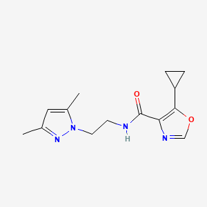 molecular formula C14H18N4O2 B4912894 5-cyclopropyl-N-[2-(3,5-dimethyl-1H-pyrazol-1-yl)ethyl]-1,3-oxazole-4-carboxamide 