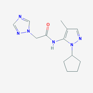 molecular formula C13H18N6O B4912928 N-(2-cyclopentyl-4-methylpyrazol-3-yl)-2-(1,2,4-triazol-1-yl)acetamide 