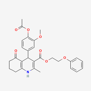 2-Phenoxyethyl 4-[4-(acetyloxy)-3-methoxyphenyl]-2-methyl-5-oxo-1,4,5,6,7,8-hexahydroquinoline-3-carboxylate