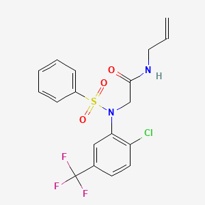 molecular formula C18H16ClF3N2O3S B4912946 2-{N-[2-CHLORO-5-(TRIFLUOROMETHYL)PHENYL]BENZENESULFONAMIDO}-N-(PROP-2-EN-1-YL)ACETAMIDE 