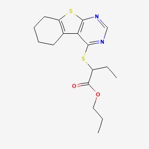 molecular formula C17H22N2O2S2 B4912972 propyl 2-(5,6,7,8-tetrahydro[1]benzothieno[2,3-d]pyrimidin-4-ylthio)butanoate 