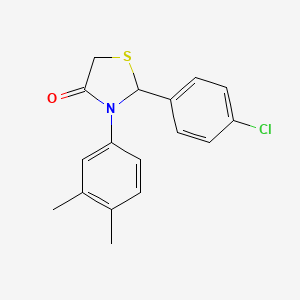 molecular formula C17H16ClNOS B4912986 2-(4-chlorophenyl)-3-(3,4-dimethylphenyl)-1,3-thiazolidin-4-one 