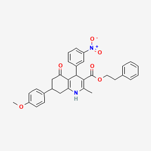 2-Phenylethyl 7-(4-methoxyphenyl)-2-methyl-4-(3-nitrophenyl)-5-oxo-1,4,5,6,7,8-hexahydroquinoline-3-carboxylate