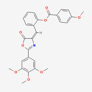 molecular formula C27H23NO8 B4913189 [2-[(E)-[5-oxo-2-(3,4,5-trimethoxyphenyl)-1,3-oxazol-4-ylidene]methyl]phenyl] 4-methoxybenzoate 