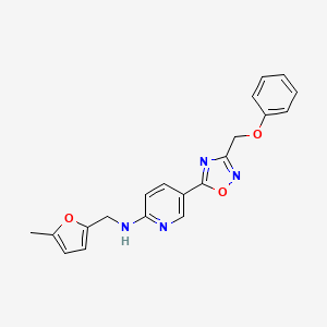 molecular formula C20H18N4O3 B4913277 N-[(5-methylfuran-2-yl)methyl]-5-[3-(phenoxymethyl)-1,2,4-oxadiazol-5-yl]pyridin-2-amine 