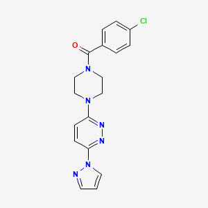 molecular formula C18H17ClN6O B4913345 3-[4-(4-chlorobenzoyl)piperazin-1-yl]-6-(1H-pyrazol-1-yl)pyridazine 