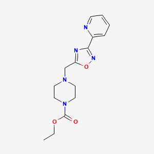 molecular formula C15H19N5O3 B4913347 ethyl 4-{[3-(2-pyridinyl)-1,2,4-oxadiazol-5-yl]methyl}-1-piperazinecarboxylate 