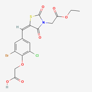 molecular formula C16H13BrClNO7S B4913355 (2-bromo-6-chloro-4-{(E)-[3-(2-ethoxy-2-oxoethyl)-2,4-dioxo-1,3-thiazolidin-5-ylidene]methyl}phenoxy)acetic acid 