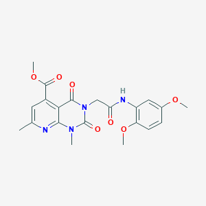 molecular formula C21H22N4O7 B4913381 METHYL 3-{[(2,5-DIMETHOXYPHENYL)CARBAMOYL]METHYL}-1,7-DIMETHYL-2,4-DIOXO-1H,2H,3H,4H-PYRIDO[2,3-D]PYRIMIDINE-5-CARBOXYLATE 