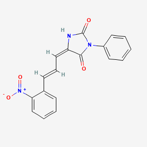 molecular formula C18H13N3O4 B4913419 (5E)-5-[(E)-3-(2-nitrophenyl)prop-2-enylidene]-3-phenylimidazolidine-2,4-dione 