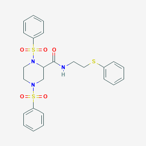 1,4-bis(benzenesulfonyl)-N-(2-phenylsulfanylethyl)piperazine-2-carboxamide