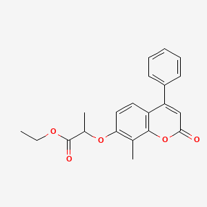 molecular formula C21H20O5 B4913536 ethyl 2-[(8-methyl-2-oxo-4-phenyl-2H-chromen-7-yl)oxy]propanoate CAS No. 307547-36-0