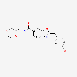 molecular formula C22H24N2O5 B4913585 N-(1,4-dioxan-2-ylmethyl)-2-[(4-methoxyphenyl)methyl]-N-methyl-1,3-benzoxazole-6-carboxamide 