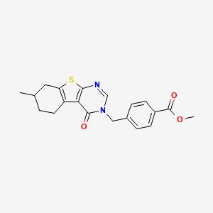 molecular formula C20H20N2O3S B4913659 methyl 4-[(7-methyl-4-oxo-5,6,7,8-tetrahydro[1]benzothieno[2,3-d]pyrimidin-3(4H)-yl)methyl]benzoate 