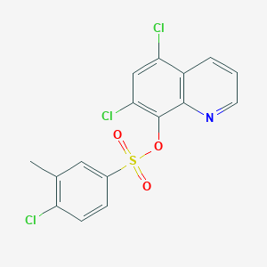 molecular formula C16H10Cl3NO3S B4913851 5,7-Dichloroquinolin-8-yl 4-chloro-3-methylbenzene-1-sulfonate 