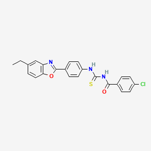 molecular formula C23H18ClN3O2S B4913938 4-chloro-N-{[4-(5-ethyl-1,3-benzoxazol-2-yl)phenyl]carbamothioyl}benzamide 