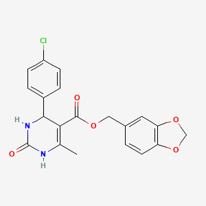 molecular formula C20H17ClN2O5 B4913962 1,3-Benzodioxol-5-ylmethyl 4-(4-chlorophenyl)-6-methyl-2-oxo-1,2,3,4-tetrahydropyrimidine-5-carboxylate 