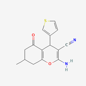 molecular formula C15H14N2O2S B4913978 2-amino-7-methyl-5-oxo-4-(3-thienyl)-5,6,7,8-tetrahydro-4H-chromene-3-carbonitrile 