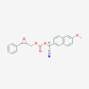 molecular formula C23H19NO5 B049140 反式-[(3-苯基氧代环氧丙烷-2-基)甲基]碳酸氰基(6-甲氧基-萘-2-基)甲酯 CAS No. 863223-43-2