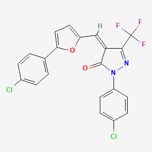 molecular formula C21H11Cl2F3N2O2 B4914002 (4Z)-2-(4-chlorophenyl)-4-{[5-(4-chlorophenyl)furan-2-yl]methylidene}-5-(trifluoromethyl)-2,4-dihydro-3H-pyrazol-3-one 