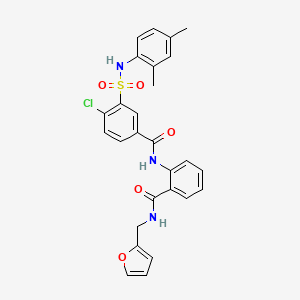 molecular formula C27H24ClN3O5S B4914007 4-chloro-3-{[(2,4-dimethylphenyl)amino]sulfonyl}-N-(2-{[(2-furylmethyl)amino]carbonyl}phenyl)benzamide 