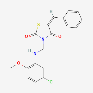 molecular formula C18H15ClN2O3S B4914024 (5E)-3-{[(5-Chloro-2-methoxyphenyl)amino]methyl}-5-(phenylmethylidene)-1,3-thiazolidine-2,4-dione 