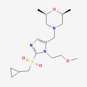 molecular formula C17H29N3O4S B4914060 (2R*,6S*)-4-{[2-[(cyclopropylmethyl)sulfonyl]-1-(2-methoxyethyl)-1H-imidazol-5-yl]methyl}-2,6-dimethylmorpholine 