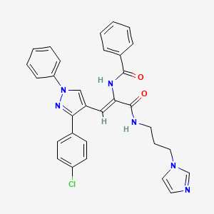 molecular formula C31H27ClN6O2 B4914117 (2Z)-3-[3-(4-CHLOROPHENYL)-1-PHENYL-1H-PYRAZOL-4-YL]-N-[3-(1H-IMIDAZOL-1-YL)PROPYL]-2-(PHENYLFORMAMIDO)PROP-2-ENAMIDE 