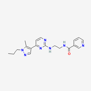 molecular formula C19H23N7O B4914201 N-[2-[[4-(5-methyl-1-propylpyrazol-4-yl)pyrimidin-2-yl]amino]ethyl]pyridine-3-carboxamide 