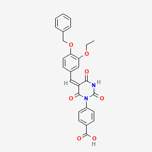 molecular formula C27H22N2O7 B4914249 4-[(5E)-5-[(3-ethoxy-4-phenylmethoxyphenyl)methylidene]-2,4,6-trioxo-1,3-diazinan-1-yl]benzoic acid 