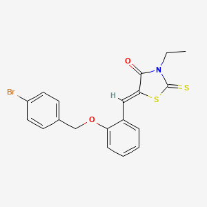 molecular formula C19H16BrNO2S2 B4914350 5-{2-[(4-bromobenzyl)oxy]benzylidene}-3-ethyl-2-thioxo-1,3-thiazolidin-4-one 