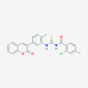 2-chloro-4-methyl-N-({[2-methyl-5-(2-oxo-2H-chromen-3-yl)phenyl]amino}carbonothioyl)benzamide