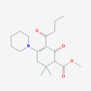 methyl 3-butyryl-6,6-dimethyl-2-oxo-4-(1-piperidinyl)-3-cyclohexene-1-carboxylate